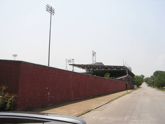 The brick wall outside the park